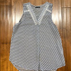 Black and White patterned Tank Blouse